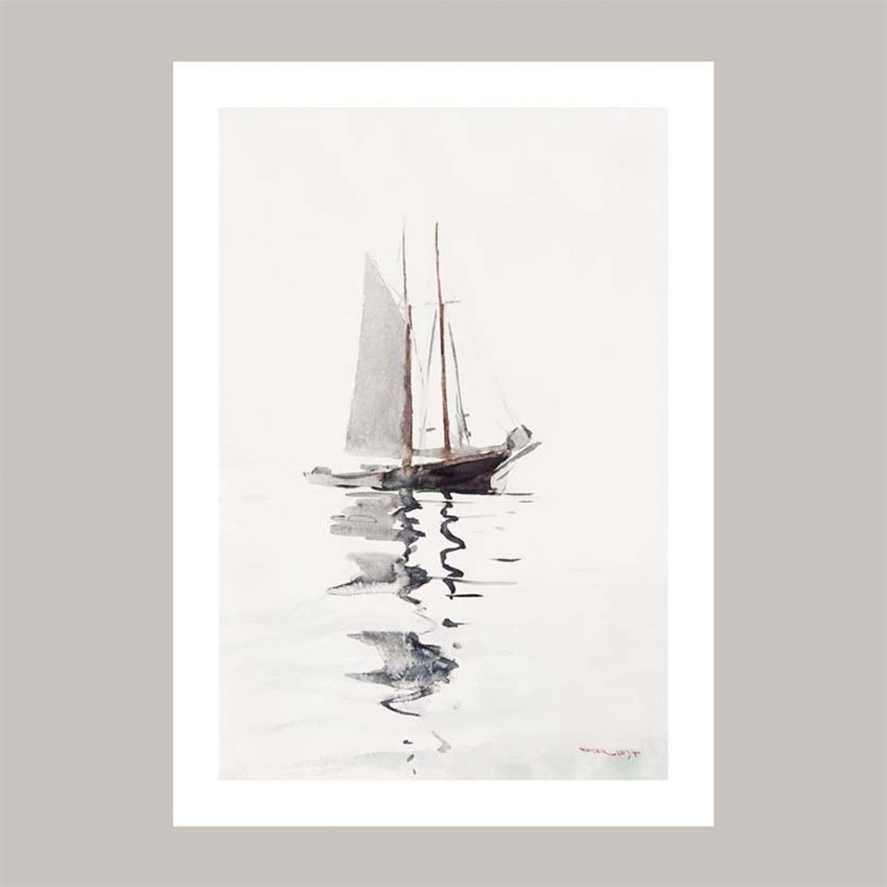 ウィンスロー・ホーマー Two–masted Schooner with Dory 帆船 アートポスター