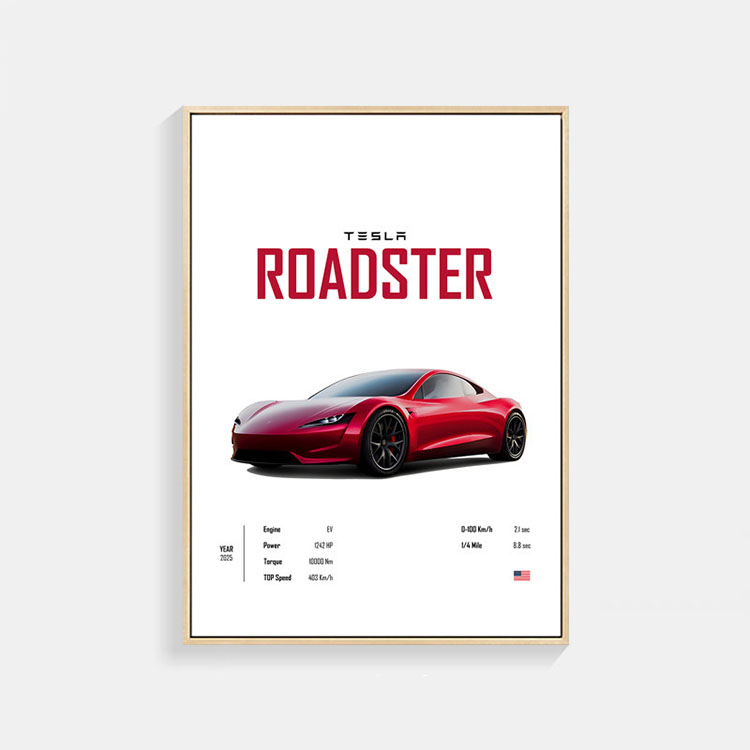 テスラ Model Roadster ポスター A3